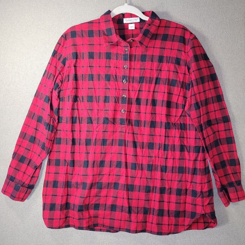 Coldwater Creek Size Large Red and Black Plaid Shirt